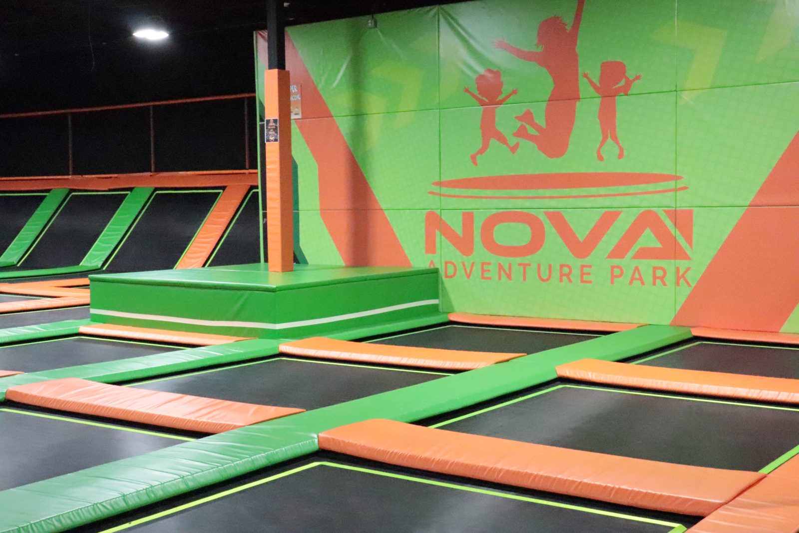 Nova Adventure Park trampoline court with Nova wall