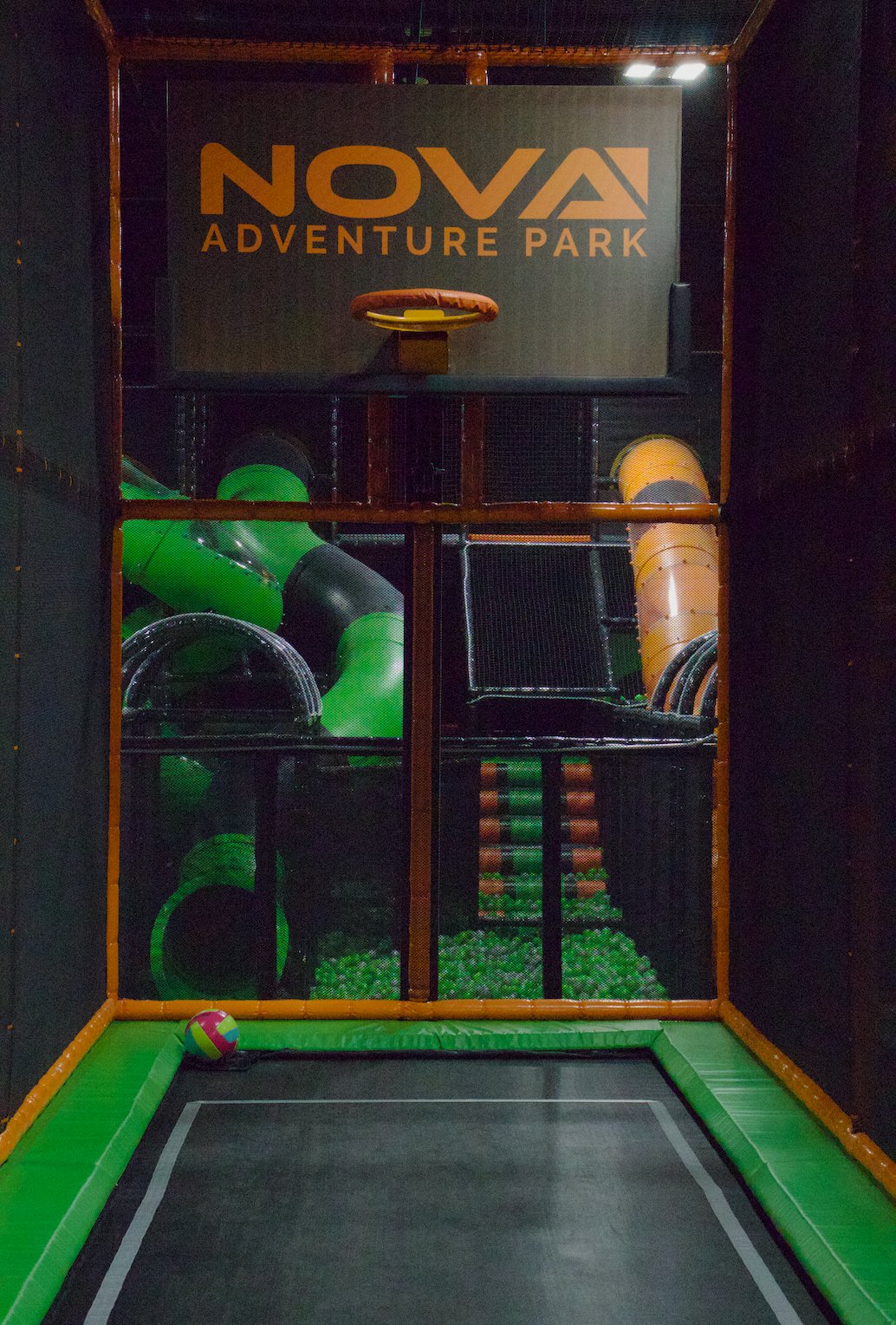 Trampoline basketball hoop at Nova Adventure Park