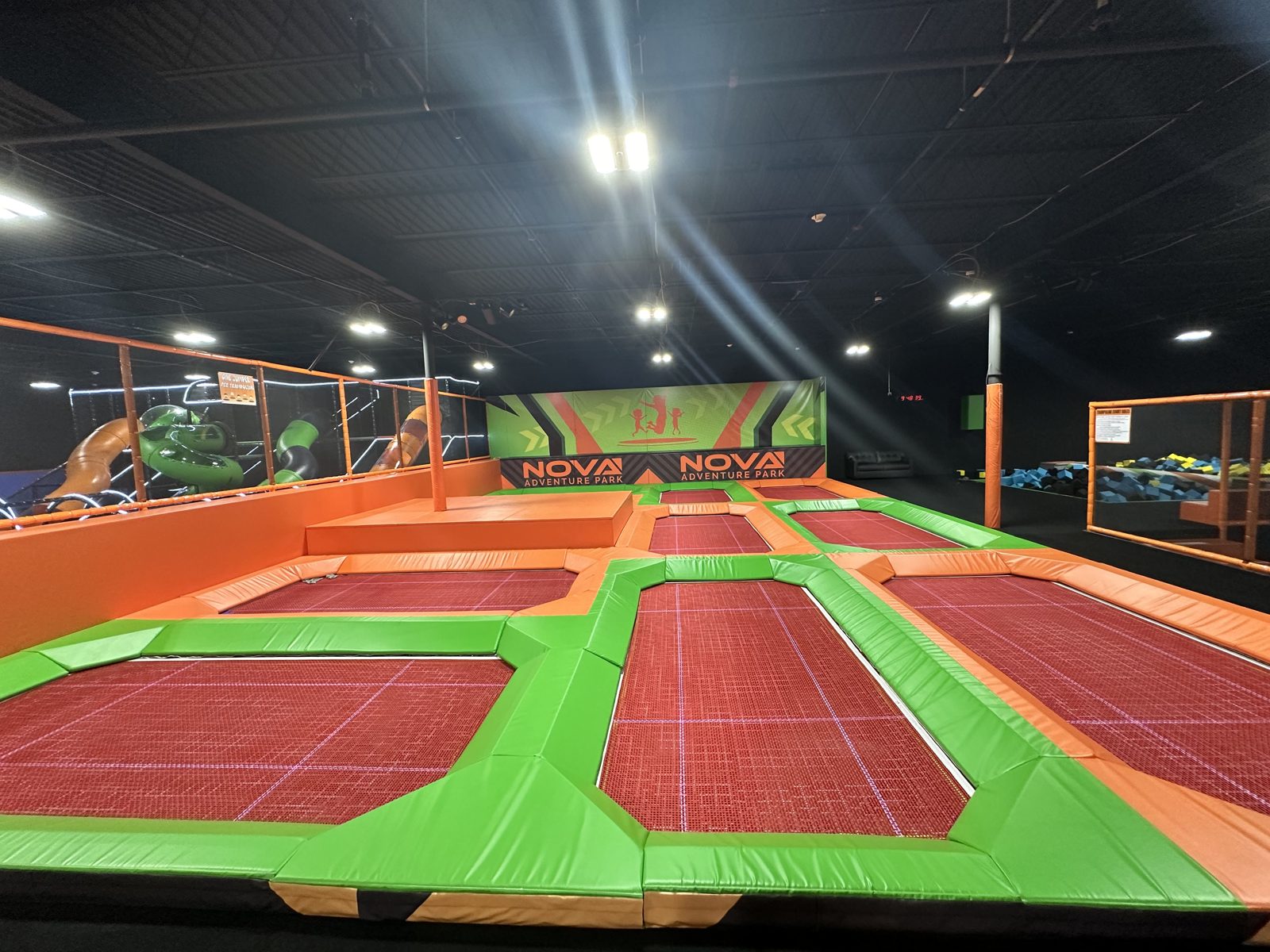Wide trampoline court at Nova Adventure Park