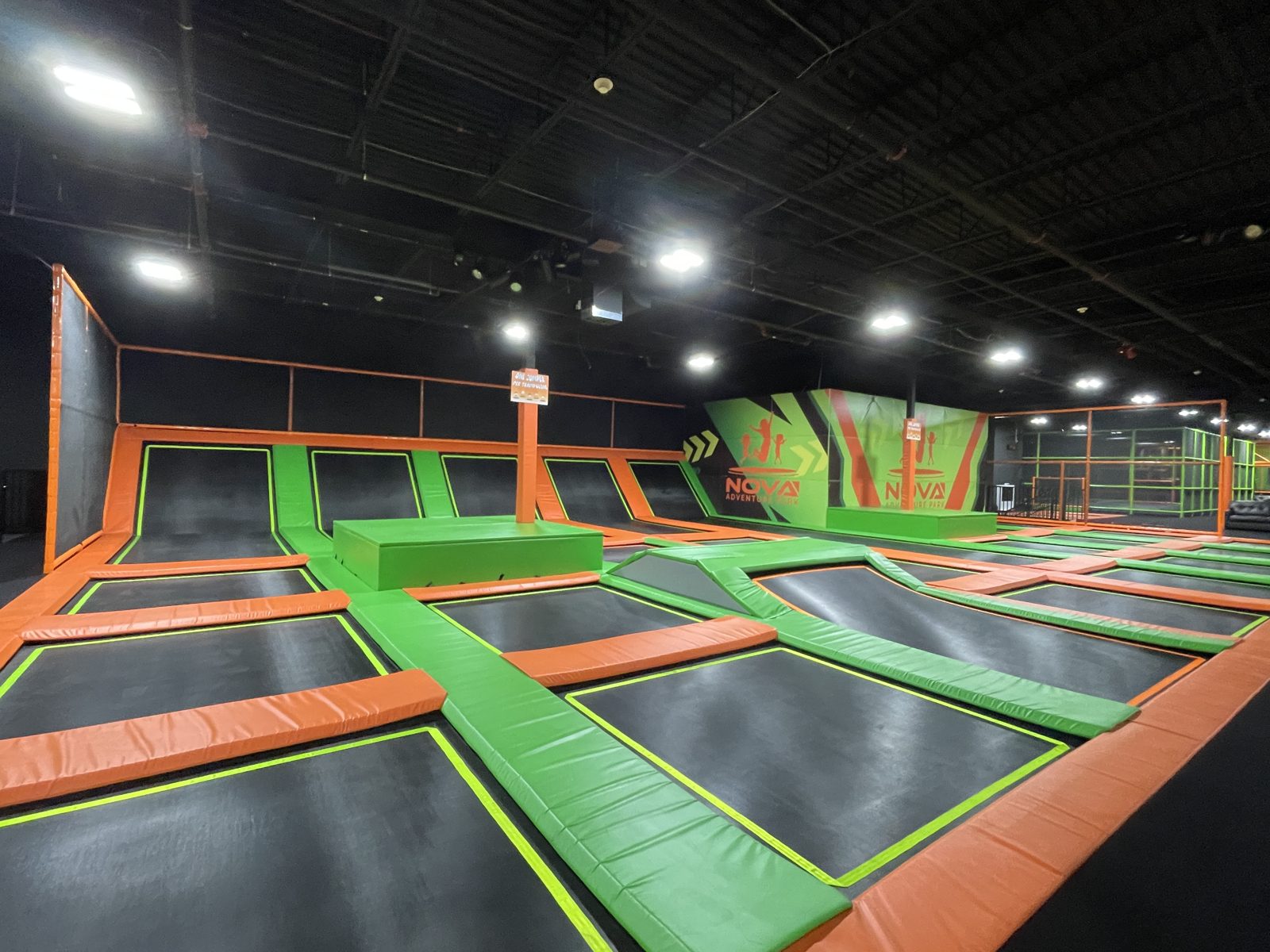 Trampolines and foam pit area at Nova Adventure Park